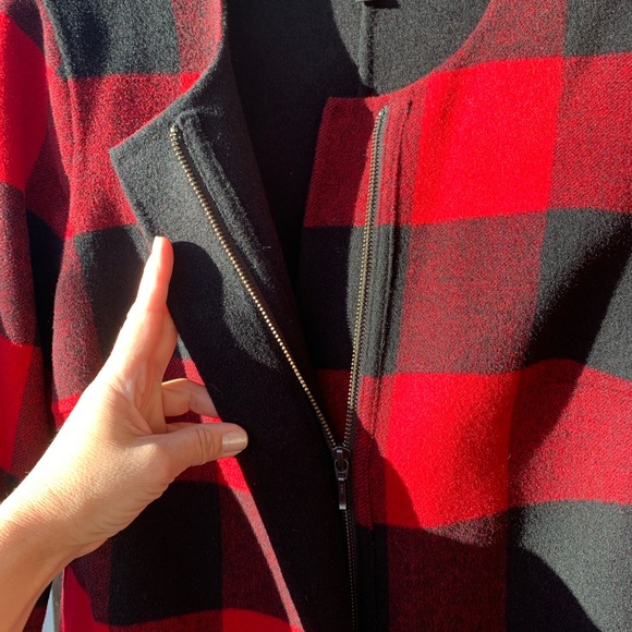 Talbots wool coat red and black plaid size S - Picture 3 of 15